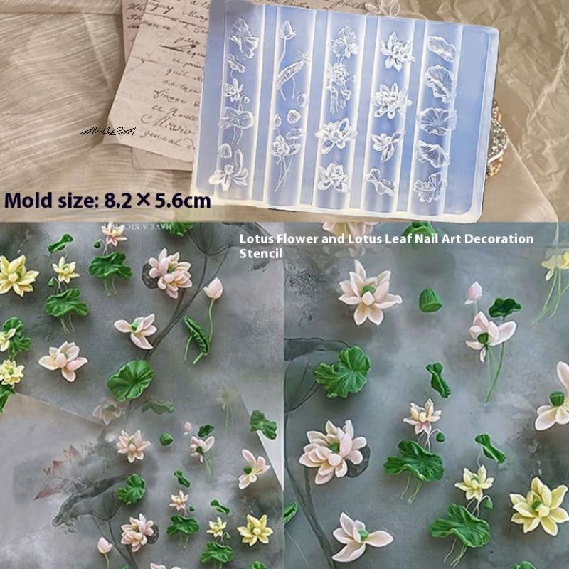 Lotus Orchid Silicone Nail Mold DIY Flower Nail Art Carving Decorations 3D Stereoscopic Stamping Plate Manicure Design Tool