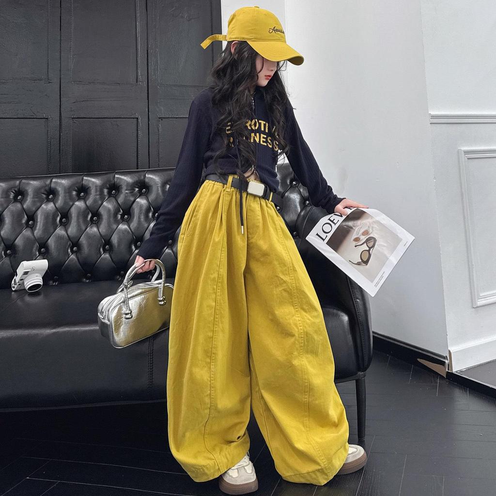 Herbst 2025 Mädchen Dopamin-Set: Stilvolles Langarmhemd & lässige Hose für große Mädchen