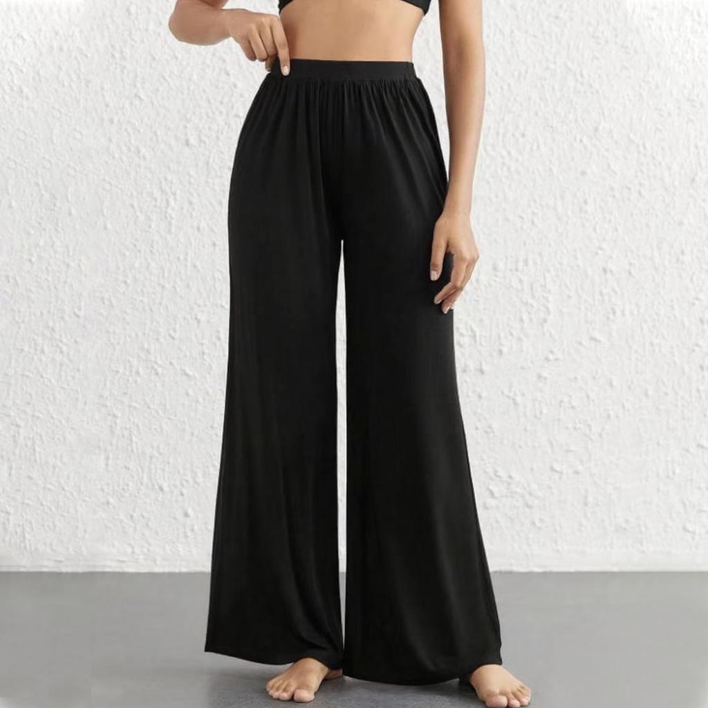 Women's Fashionable Casual Home High-waisted Wide-leg Trousers With A Flowing Drape.