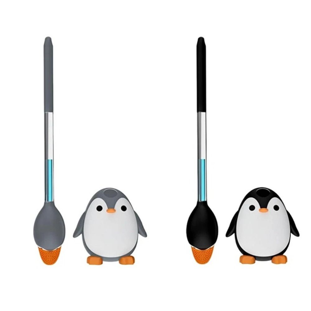 Penguin Shape Silicone Toilet Scrubber Wall Mounted Toilet Cleaner with Holder Bathtubs