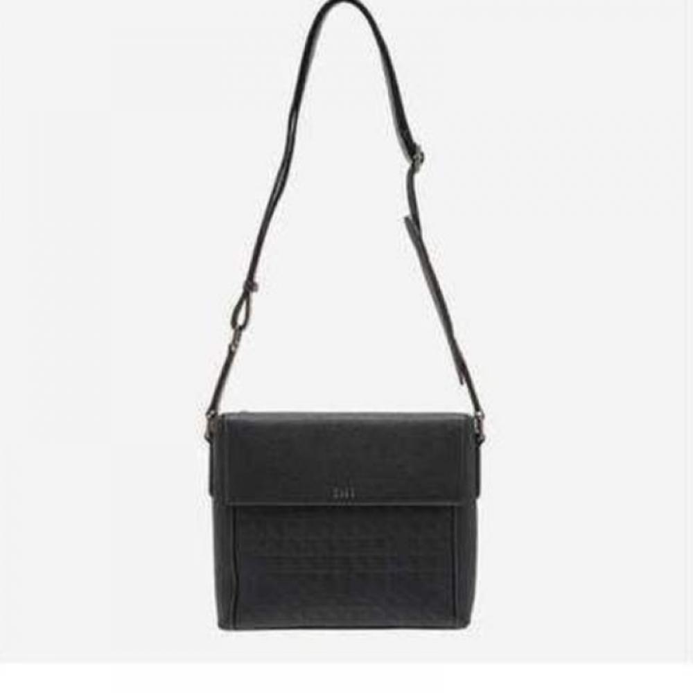 Daks Black Leather Crossbody Bag With Grid Pattern Dbba5f263bk