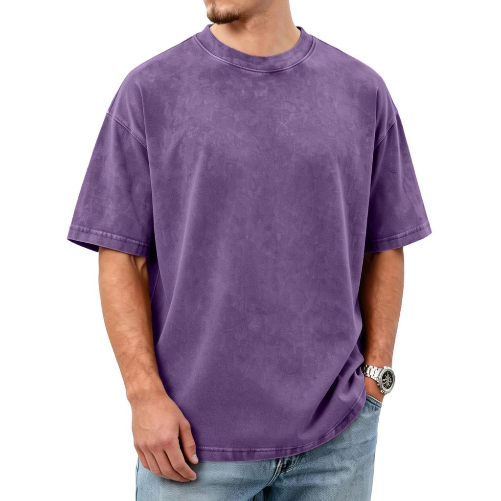 Men's Distressed Cotton -Neck Short Sleeve T-Shirt | Casual Vintage Tees For Daily Wear