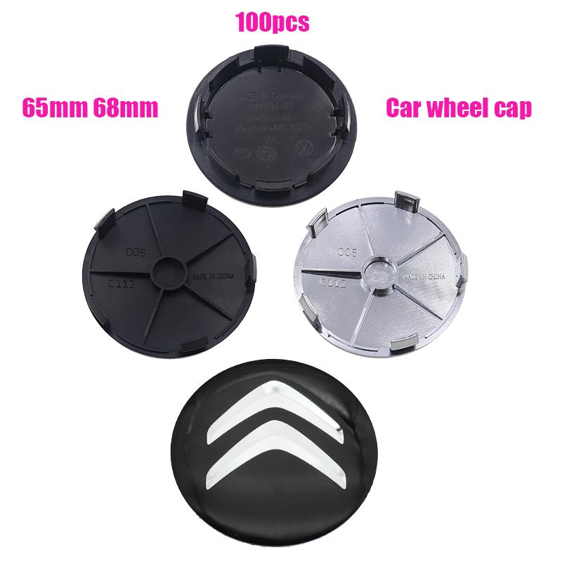 100pcs 3D 68mm 65mm Car wheel emblem Wheel Center Hub Cap auto Rim refit dust-proof badge covers styling accessories For Citroen
