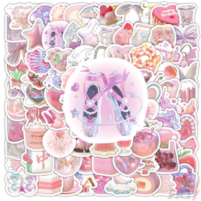 100Pcs/Set Baby Pink Dazzling Art Mini Stickers DIY Fashion Decals Stickers