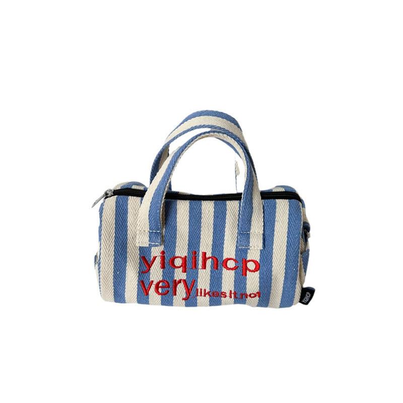 Trendy Striped Pillow Bag For Kids Stylish And Spacious Tote For Girls And Boys синий