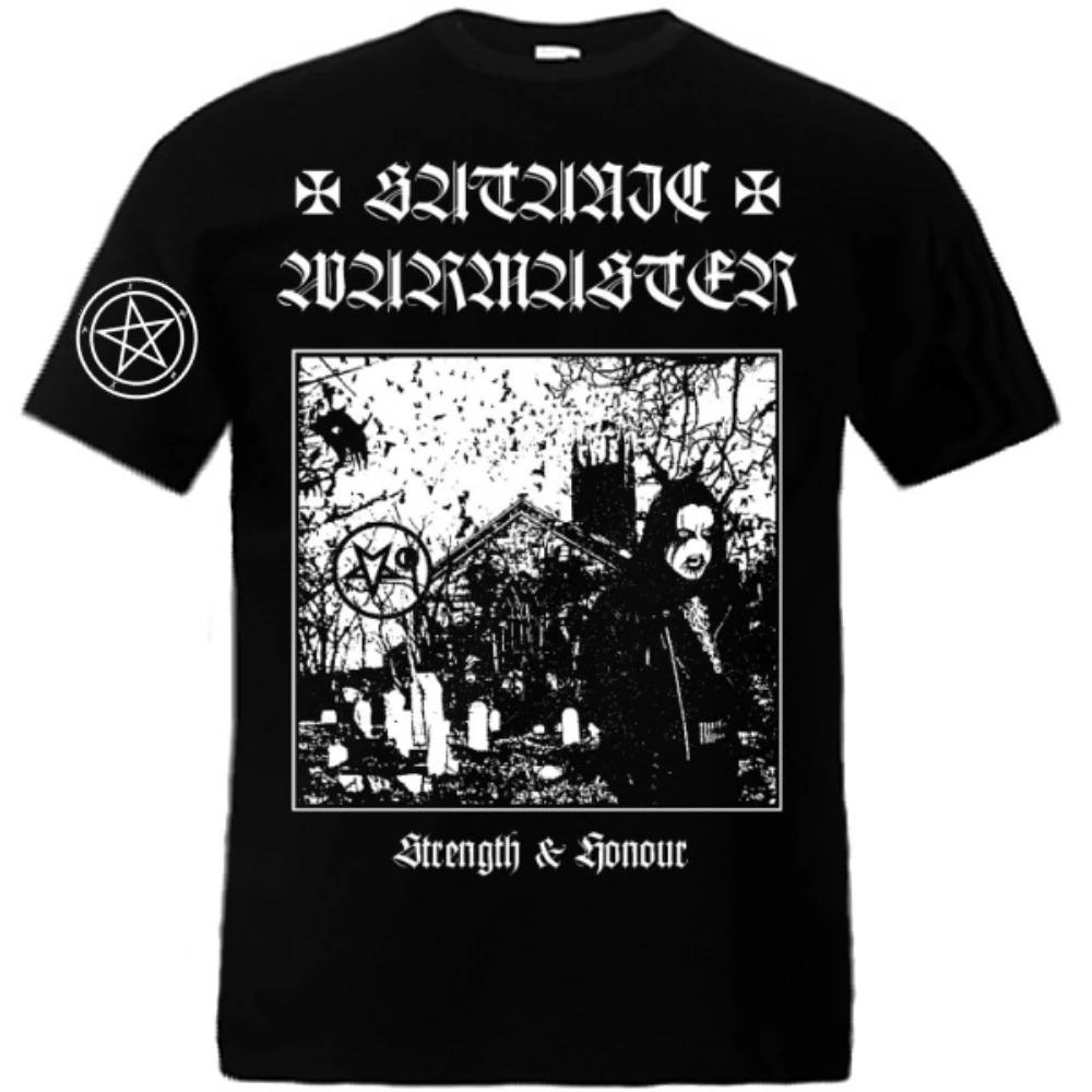 Satanic Warmaster Černé Heavy Metalové Pánské Módní Tričko s Krátkým Rukávem Bavlněné Tričko Topy Harajuku Streetwear Hip Hopové Tričko