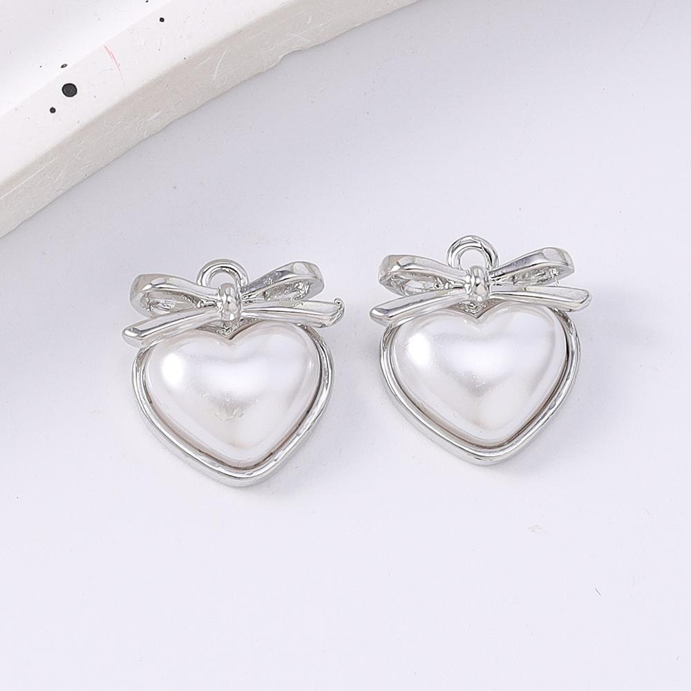 5pcs Elegant Bowknot Love Heart Charms Pendants for Jewelry Making Necklace Earrings Bracelet DIY Handmade Accessories Supplies