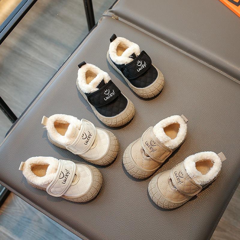 Kinder Baumwollschuhe Lauflernschuhe Smiley Gesicht 2024 Winter Warm Low Top Jungen Rutschfeste Weiche Sohle Baby Outdoor Baumwollschuh
