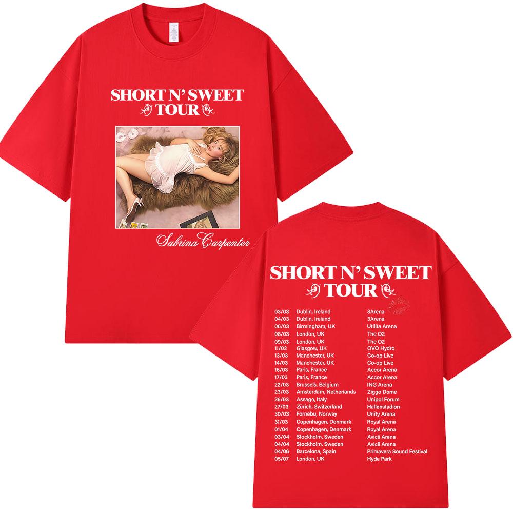 

Sabrina Carpenter Short N Sweet Tour 2025 T Shirt Fans Gift Unisex Women Clothing Harajuku Aesthetic Tshirts Cotton Loose Tshirt S