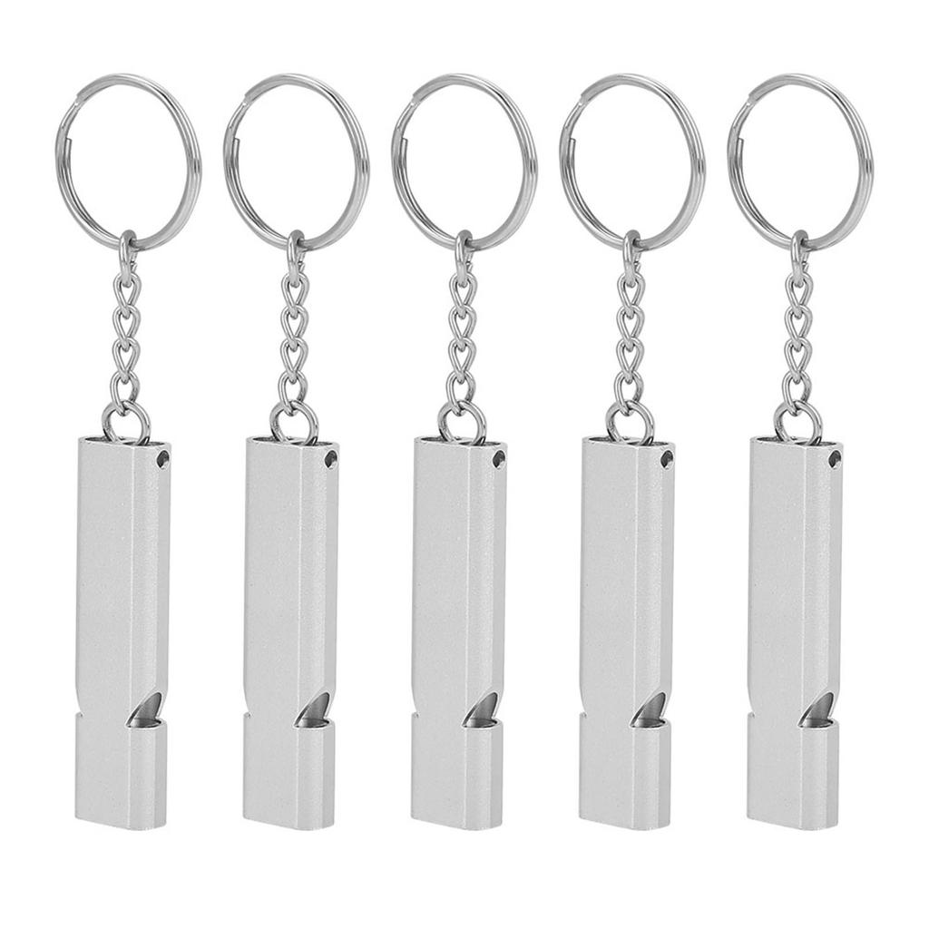 5 Stück Aluminiumlegierung Doppelrohr Pfeife Lebensrettung Notfall Outdoor Überlebenswerkzeug(Silber)