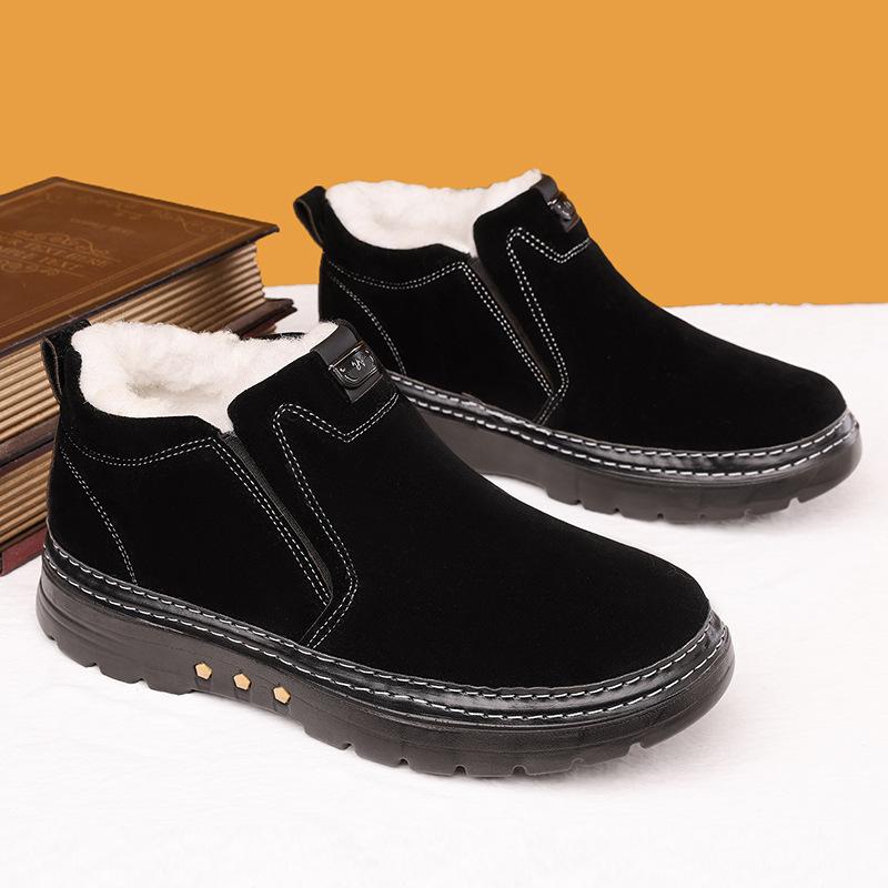 New Large-sized Winter Men's Cotton Shoes and Snow Boots Anti-slip Cold-proof Thickened Warm and Fleece Cotton Boots