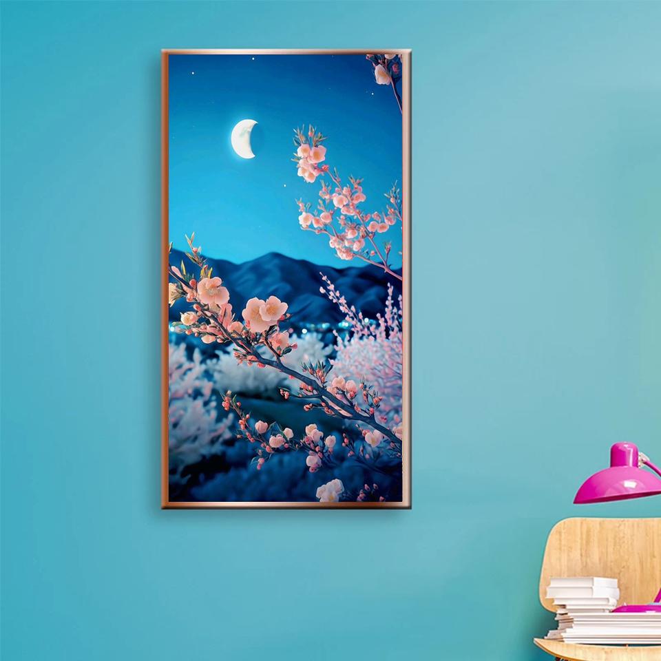 Großes 5D-Diamantgemälde zum Selbermachen, Neuankömmling, Mond, Blumen, Landschaft, voller Diamant-Mosaik, Stickerei, Kreuzstich, Kunst, Heimdekoration