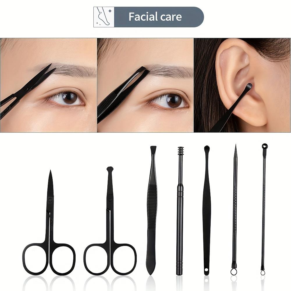 7/18pcs Professional Nail Clipper Set with Storage Box Stainless Steel Black Nail Beauty Kit for Ear Manicure Pedicure Care Tool