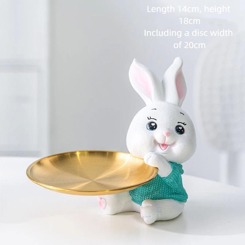 Rabbit Tray Ornaments Entrance Key Living Room Desktop Office Creative Light Luxury Decorations Little Rabbit Holding Tray