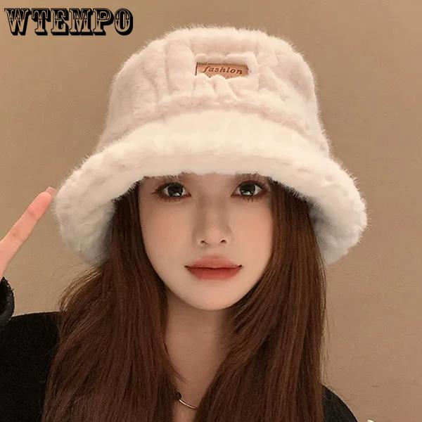 WTEMPO Retro Elegant Warm Thickened Soft Hats Women's Autumn Winter Casual Versatile Plush Hats Solid Color Windproof Cold-proof Hats