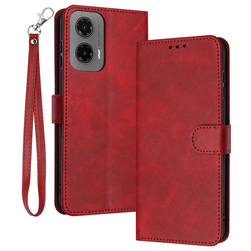 For Motorola Moto G35 5G Case Flip Stand PU Leather Wallet Phone Cover Calf Texture