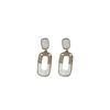 Elegant Korean Geometric Zircon & Mother-of-Pearl Stud Earrings: Light Luxury & Versatile Fashion for Women