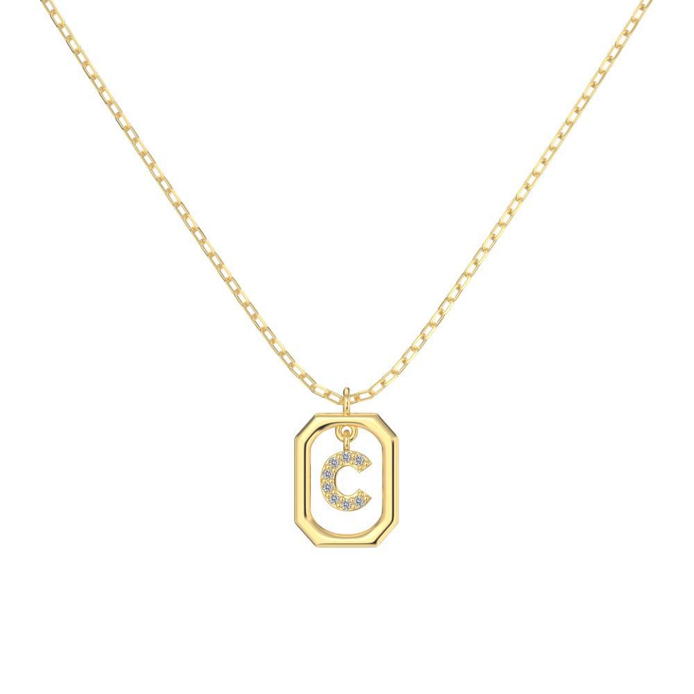 925 Silver Alphabet Pendant Necklace with Zircon Detailing - Women's Elegant & Unique Design
