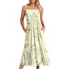 Women's Long Beach Casual Elegant Spaghetti Strap Maxi Dress Floral Low-key Flowing Bohemian Dress