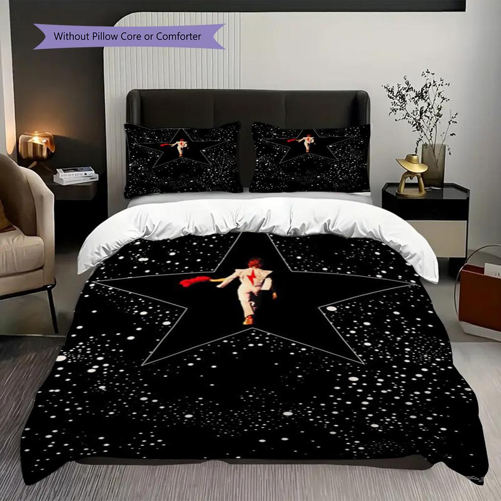 David Bowie Legendary Icon Threepiece Set 1 Duvet Cover 2 Pillowcase Without Core Bedding Set Soft And Comfortable Christmas Birthday Gift