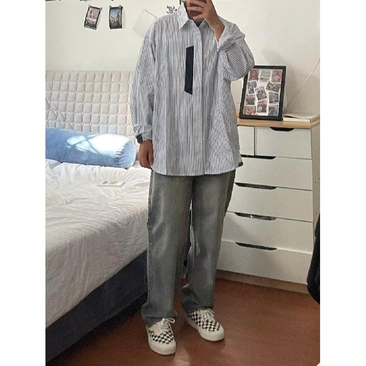 2024 Letter Long Sleeve Shirt Japanese Hong Kong Style Ins Loose Shirt Boys Summer Trendy Versatile Casual Coat