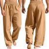 Men's Linen Pants Lightweight Drawstring Elastic Waist Loose Fit Straight Legs Pants With Pockets Breathable Beach Yoga Work Linen Trousers for Men