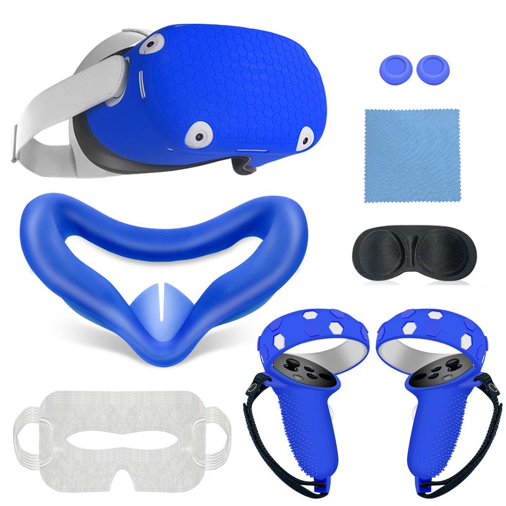 For Oculus Quest 2 Silicone Protective Cover Set 7 In 1 Anti-Leakage Nose Pad Mask Case Replacement Vr Silicone Case Accessories
