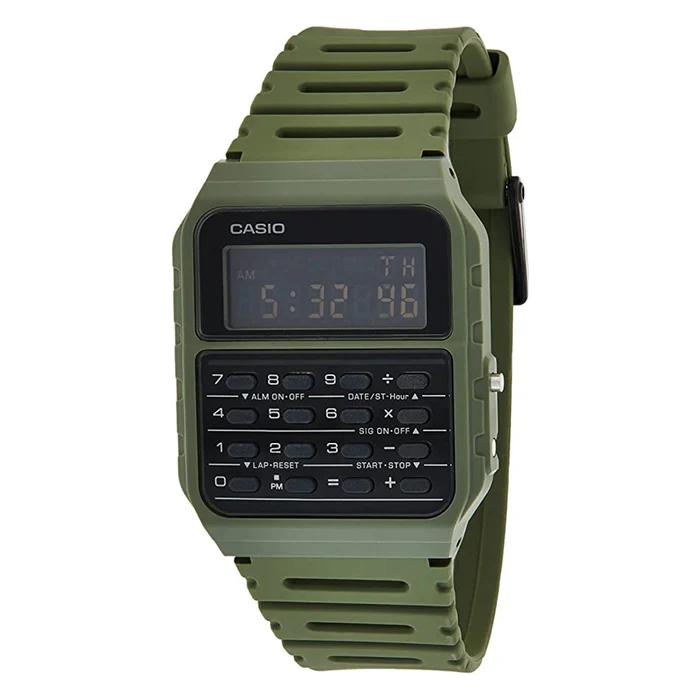 

Casio - Green Silicone Strap Digital Display Buttons Men s Quartz Watch CA-53WF-3B зелёный