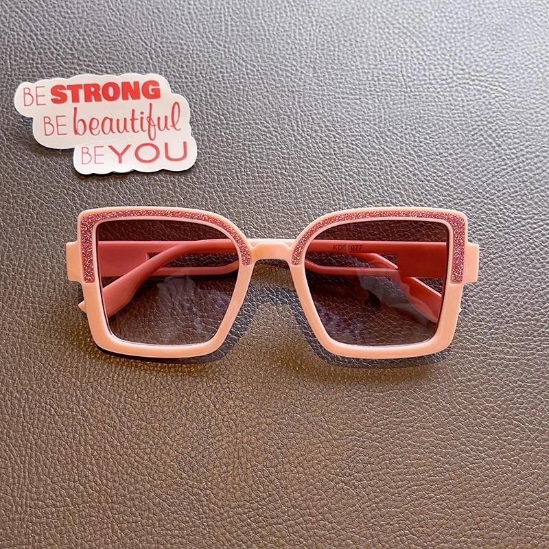 Non-polarized Fashion Square Frame Cute Animal Cartoon Sunglasses Men Women    Retro Fine Glitter Frame Outdoor Sunscreen Eyeglasses