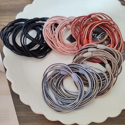 10PC European and American Colorful High Elasticity Hair Ties for Women Girls Ponytail Holder Hair Rings Rope Accessories