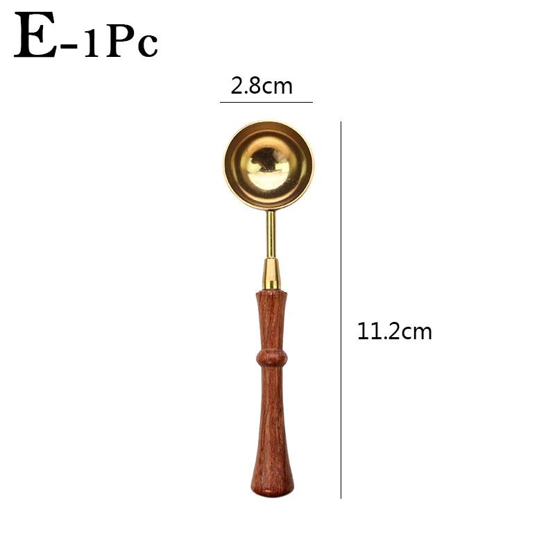 New Sealing Wax Spoon Anti-Hot Wood Handle Retro Wax Stamping Spoons Fire Paint Melting Firing Stamp Envelopes Card Metal Tool