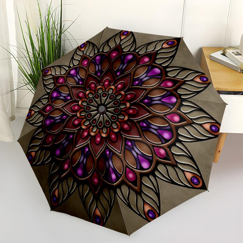 1pc Mandala Artwork Umbrella - Portable Home Essential, Durable Iron Frame with Rod Structure, Fashion Lovers Yy250910090