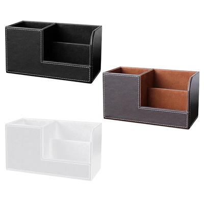 Organizador de escritorio de cuero con 3 ranuras para cables, gestión de cables, gafas, joyas, relojes, escritorio, hogar y oficina.