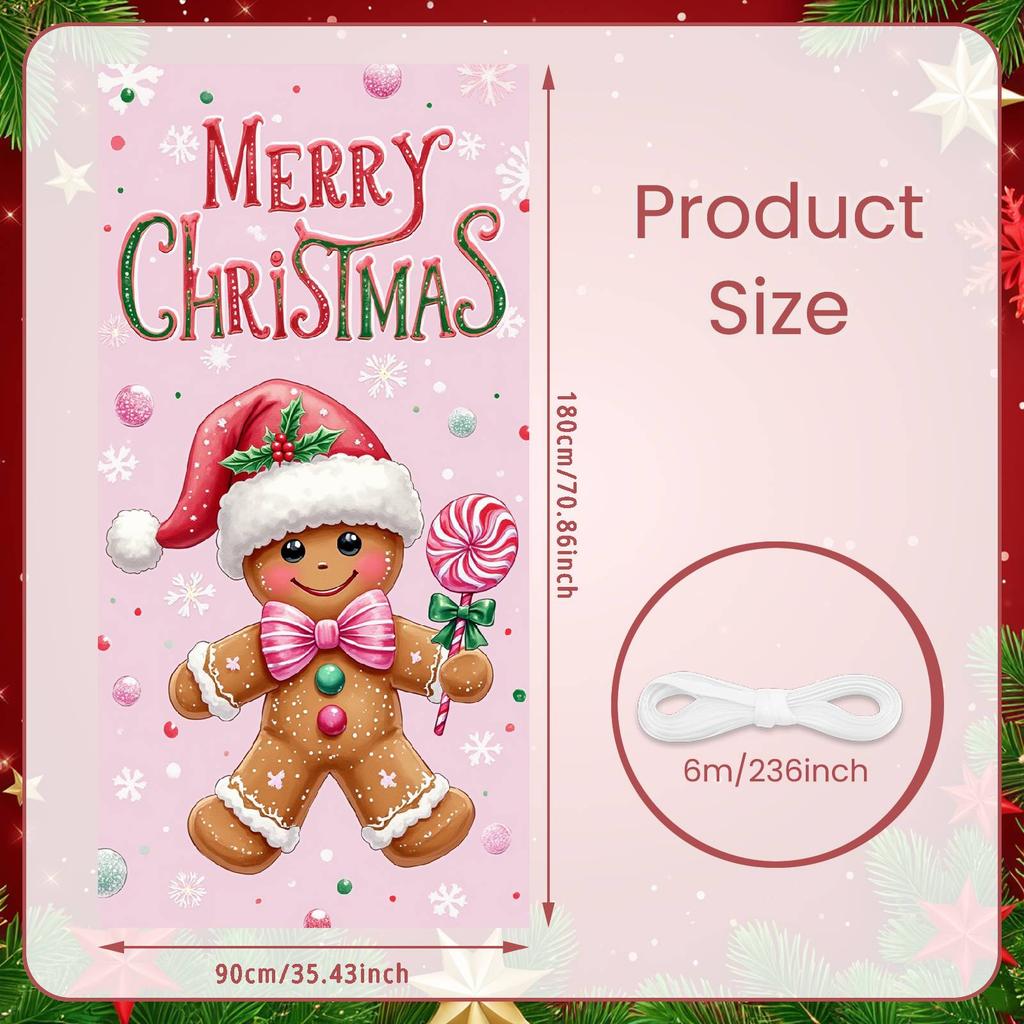 Snowman Display Pink Christmas Banner Winter Backdrop Snowman Pattern Snow Scene Display For Christmas Party Mall Decoration