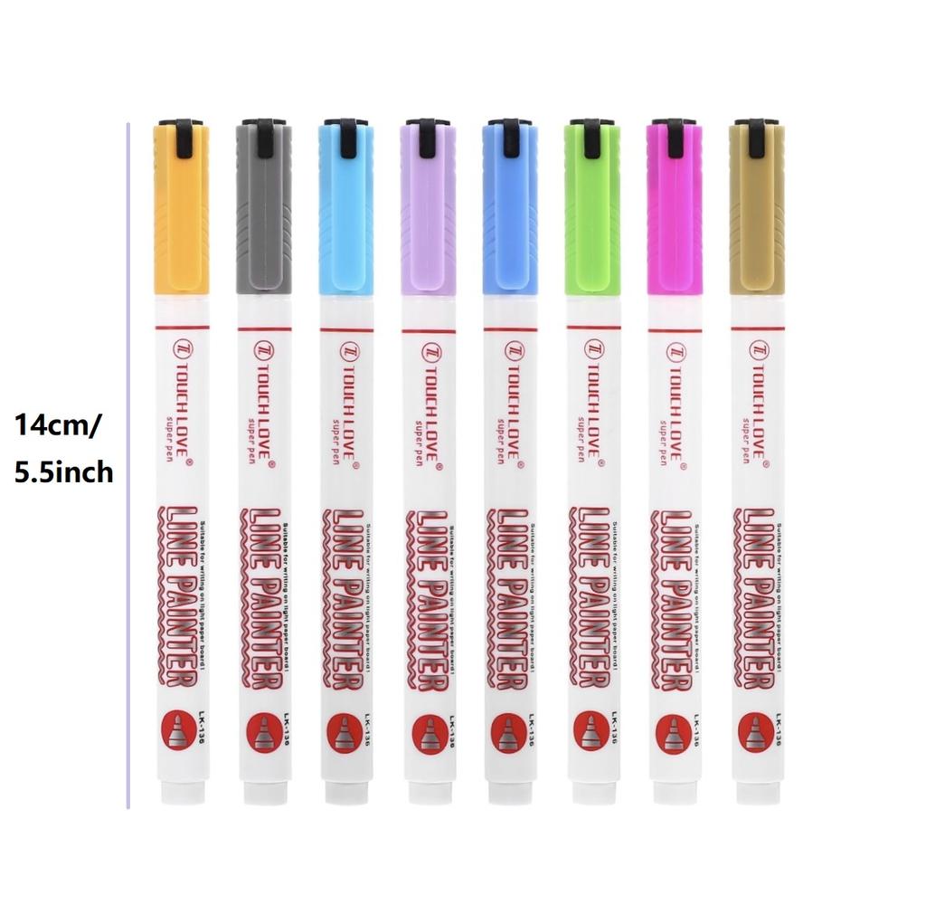 8pcs Shimmer Markers Outline Pens- Self Outline Metallic Markers,Double Line Pen for Art Drawing Greeting Cards Gifts