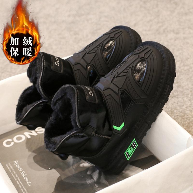 

Хлопковые ботинки для мальчиков 2025 зима новые бархатные утепленные детские зимние ботинки для детей среднего и старшего возраста хлопковая обувь нескользящие зимние ботинки для Северо-Востока 37 чёрный