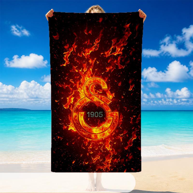 Quick Dry Beach Towel Galatasaray Pattern, Lightweight Absorbent Towel for Pool Beach Vacation Use