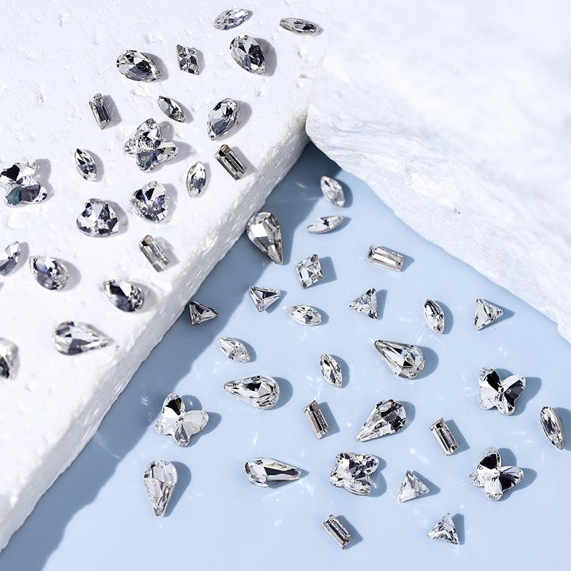 Nail Art Jewelry White Mini Pointed Bottom Drill Heterosexual Nail Art Drill Love Butterfly Crystal Drill Nail Drill