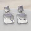Elegant French Luxury S925 Silver Square Dangle Earrings for Women with Real Gold Color Retention