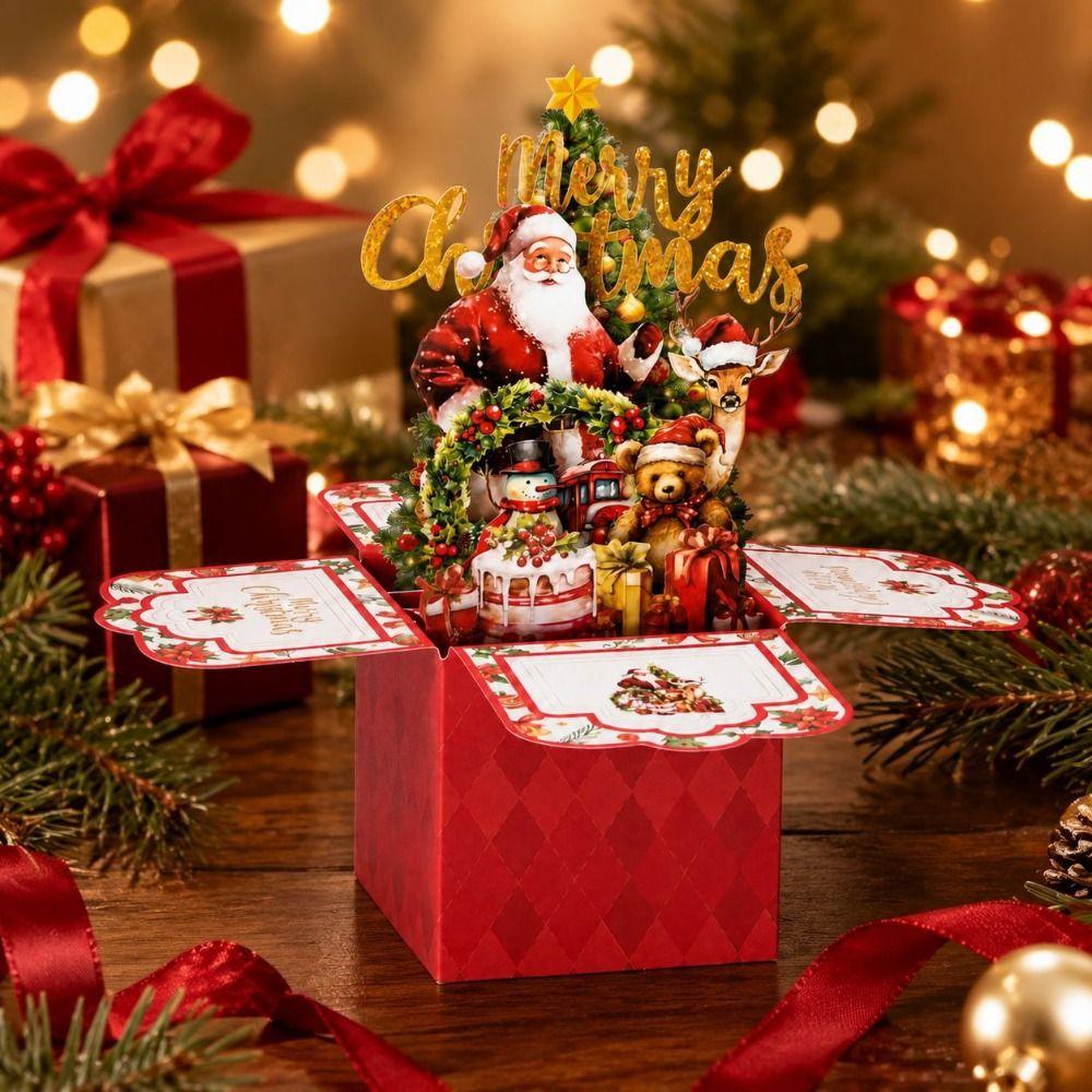 Paper Christmas Greeting Card 3D Pop-up Festive Greeting Card  Christmas Supplies