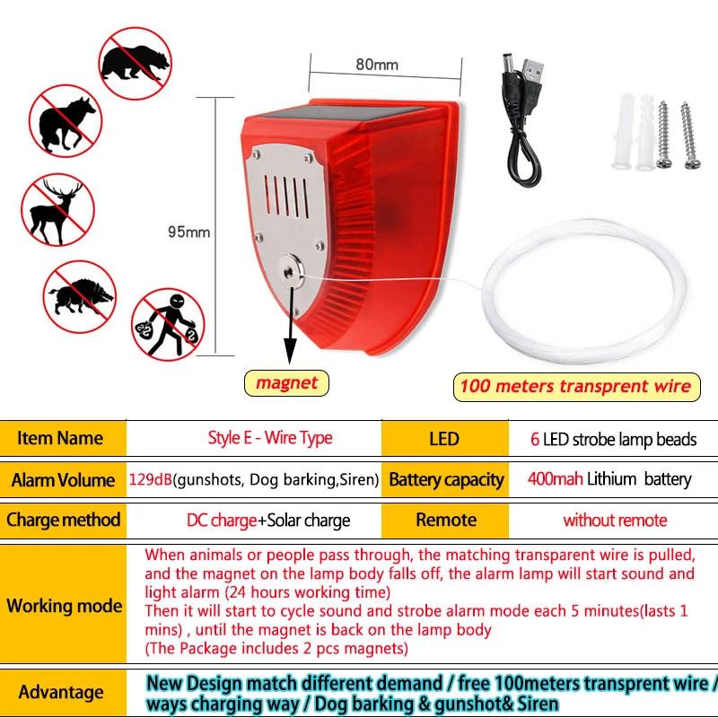 Solar Alarm Light IP65 Waterproof Motion Sensor Alarm Lamp Outdoor Garden Dog Barking Animal Driver Security Lamp For Farm Yard