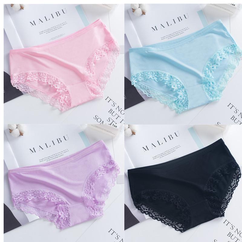 4PC Lace Girl Shorts Briefs Modal Underpants Milk Silk Panties Girls Teenagers