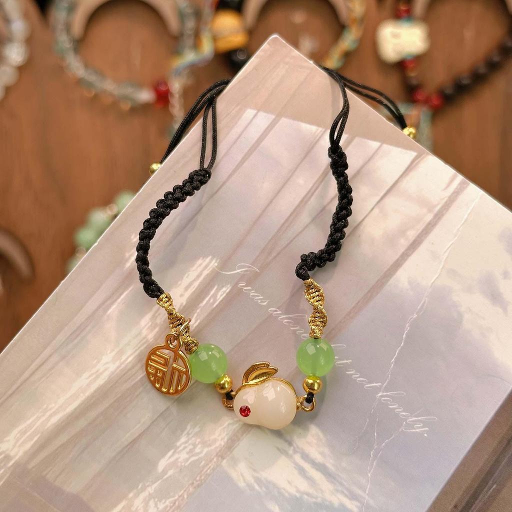 New Year Wealth God Adjustable Red Rope Bracelet - Chinese Style Student Hand Ornament