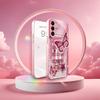 Rosa Schmetterlings-Aufkleber Madam Pink Glas Handyhülle für Samsung Galaxy S26 S25 S24 S23 S22 FE Ultra Plus Stoßfest Weiblich