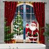 Set Of 2 Joyful Christmas Patterned Curtains Holiday Designed Polyester Filter Family Windows Curtain