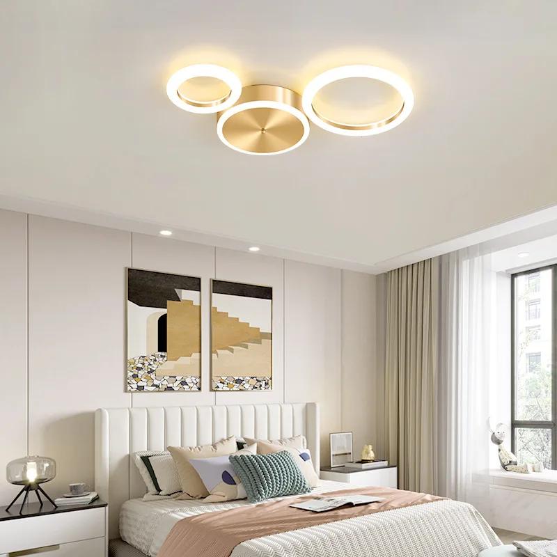 Modern Simple LED Ceiling Lamp Chandelier For Living Room Dining Room Bedroom Luxury Circle Rings Golden Indoor Ceiling Lighting