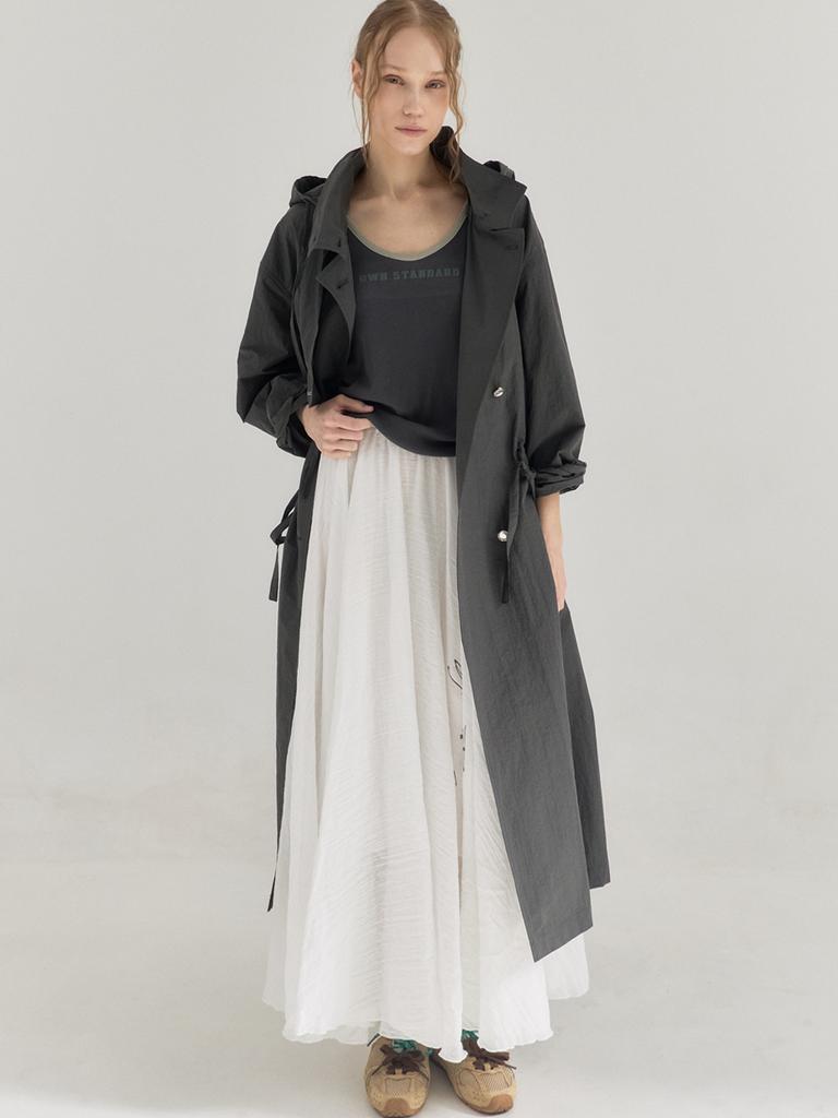 Sorry, Too Much Love Lightweight Crinkled Full Flair Skirt_White