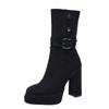 Small thick-soled thick-heeled short boots women's 2025 new autumn retro suede super high-heeled elastic thin boots
