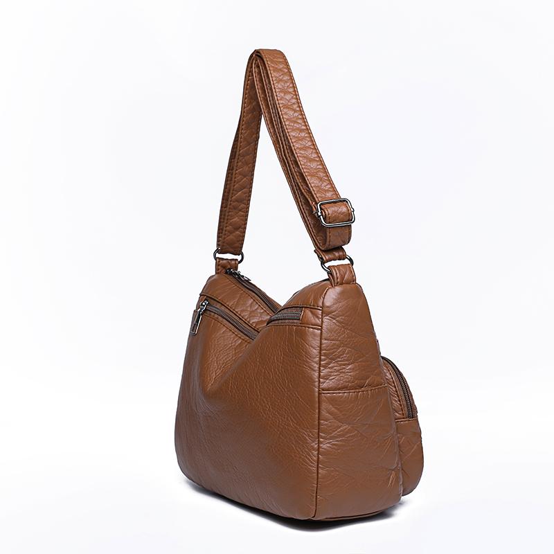 Dameveske i mykt skinn Middelaldrende morsveske Enkel skulder Crossbody-veske