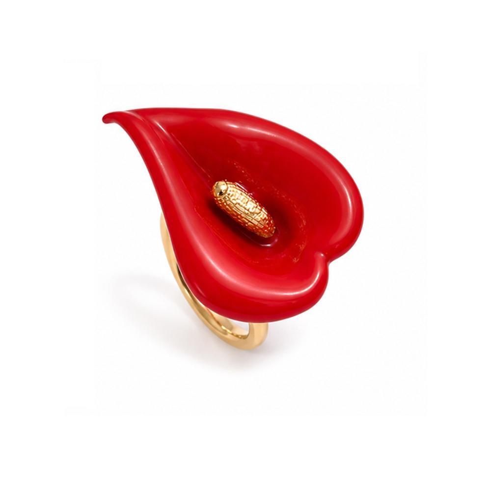 Open Flower Ring Dripping Oil Enamel Finger Jewelry Fashion Accessory Calla Flower Ring Women
